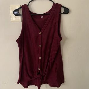 Maroon button up tank top